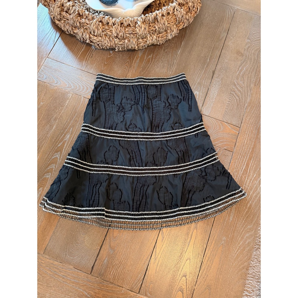 Alexis Tiered Mini Skirt Womens Black White XS
